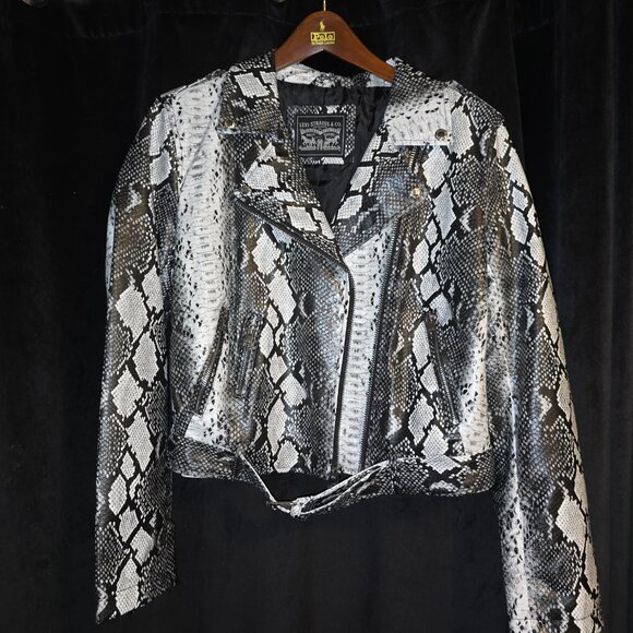Levi's women's faux leather python moto jacket - Size Large - New - Picture 4 of 10